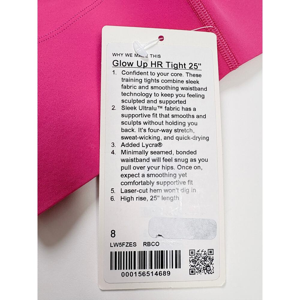 Lululemon Glow Up Super High Rise Tight 25” Pink 8 Ultralu Sculpt Leggings NWT - Picture 7 of 13